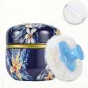 SHIMIDO Body Powder Puff and Container, 3.15" Portable Empty Body Powder Container for Baby Women's Loose Dusting Powder, Powder Case Box with Lids for Bath, Travel and Home Use (Dark Night)