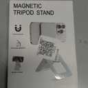 Phone Stand, Foldable Magnetic Phone Tripod, Angle Adjustment & Strong Magnets PU Leather Phone Stand, Compatible with All Smart Phone 16/15/14/13/12 (White)