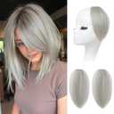 REECHO Clip in Hair Volumizer, 2PCS 8 inch Short Thick Clip in Hairpieces Adding Extra Volume - Silver Grey