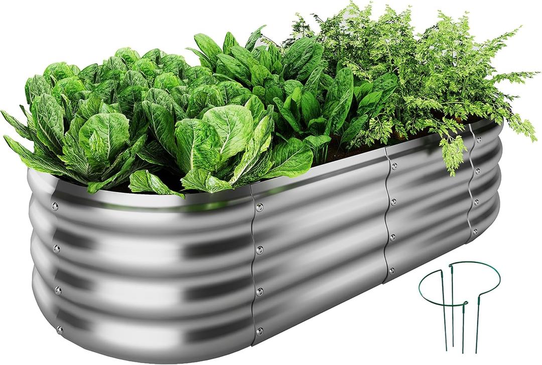 ZFHgarden Galvanized Metal Raised Garden Bed Kit, 4x2x1ft Outdoor Planter Box, Garden Grow Bed for Vegetables, Flowers, Patio Gardening