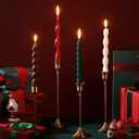 Nuanchu 4 Pcs 7.87 Inch Twisted Taper Candles Wax Unscented Smokeless Spiral Swirl Candlesticks for Wedding Holiday Dinner Party Home Decorations (Christmas Color)