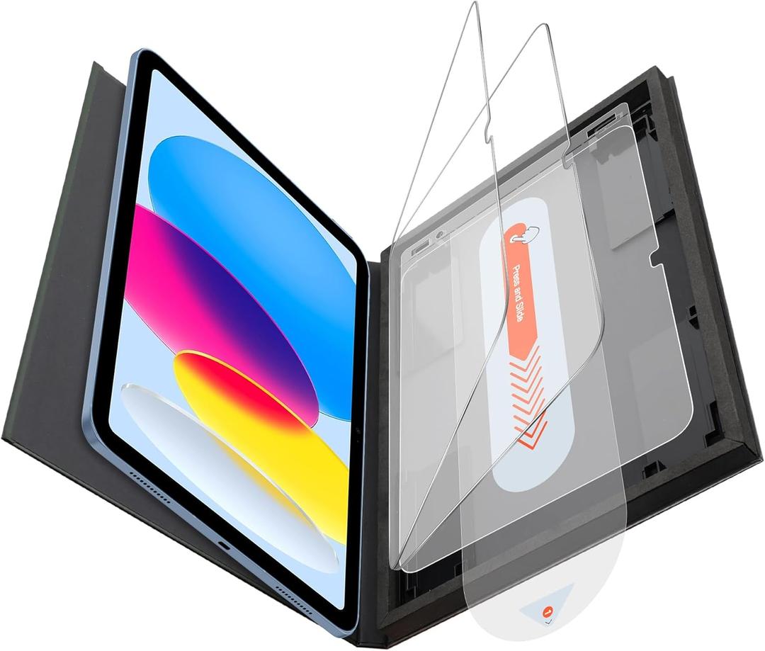 OMOTON Screen Protector for iPad A16 11th Generation 11 inch 10th Generation 10.9 inch (2025/2022), Tempered Glass with Easy Installation Tray, Case Friendly, Apple Pencil Compatible, 2 Pack