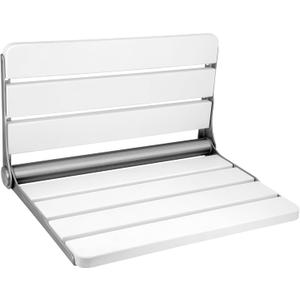 18" Folding Shower Seat Wall Mounted,Fold Down Shower Bench for Small Shower Space, Home Care Wood Stool for Inside Shower (18 Inchs White)