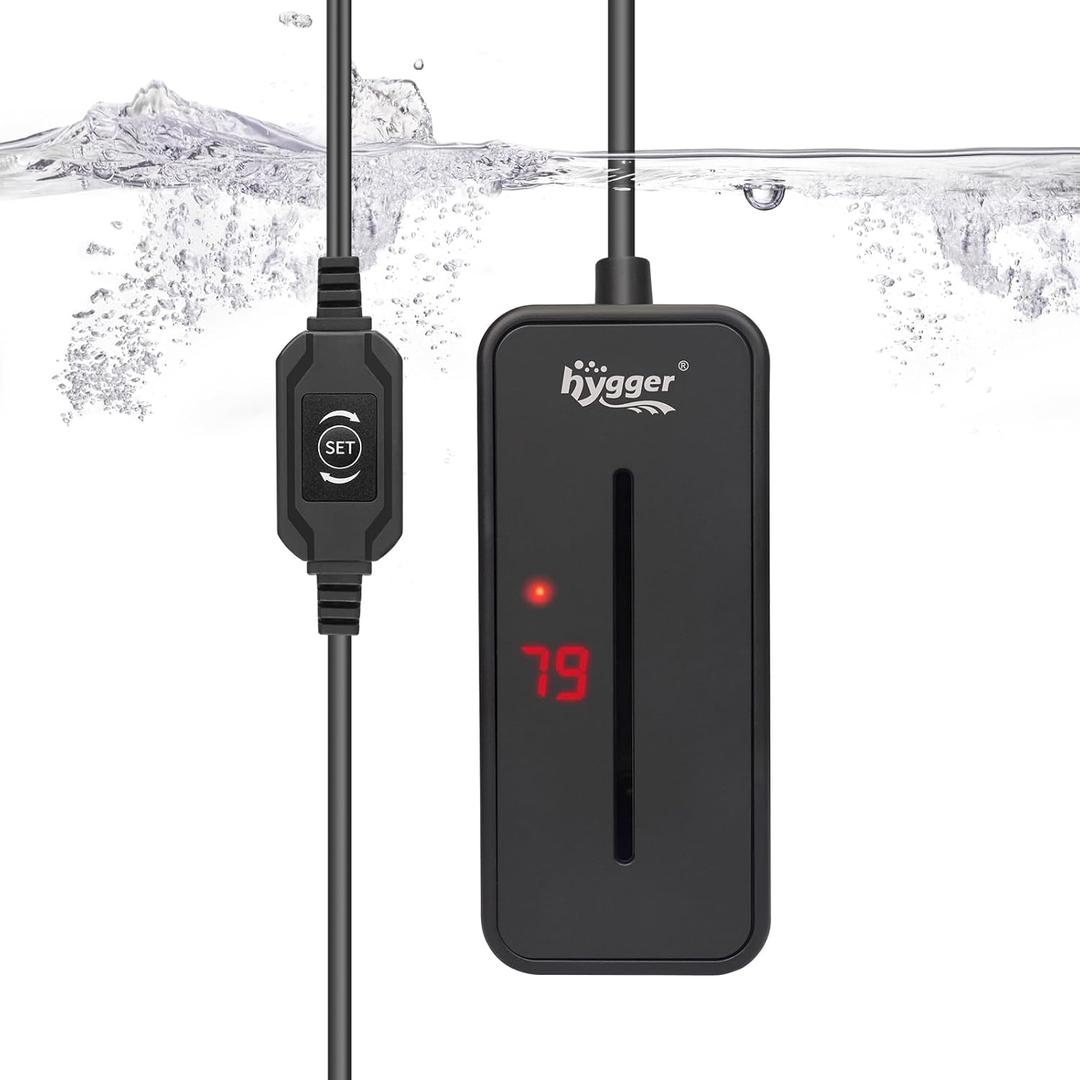 hygger Small Submersible Aquarium Heater 100W Mini Betta Fish Tank Heater with LED Display Adjustable Temperature for 10-20 Gallon Freshwater Saltwater Coral Reef Tanks