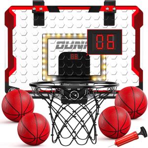 TEMI Indoor Basketball Hoop for Kids, Door Room Basketball Hoop,Mini Basketball Hoop with 4 Balls, Basketball Toys for 3 4 5 6 7 8 9 10 11 12 Year Old Boys