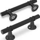 10 Pack 3 Inch Cabinet Pulls knurled Matte Black Kitchen Cabinet Handles Aluminum and Zinc Alloy Drawer Pulls Solid Cabinet Hardware (3'' Hole Center(76mm))