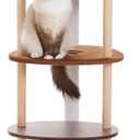 PETEPELA Wood Cat Tree Tower for Indoor Cats,5-Level Modern Cat Tree Cat Activity Center with Scratching Posts, Brown