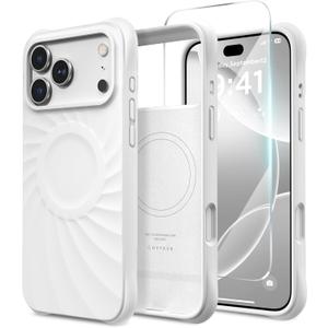 for iPhone 17 Pro Case, Compatible with MagSafe, Screen Protector +[Integrated Silicone Camera Control Button], Shockproof Protective Magnetic Case for iPhone 17 Pro 6.3", White