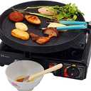 Korean Style BBQ Grill Pan with Maifan Coated Surface Non-stick Smokeless Barbecue Plate for Indoor Outdoor Grilling 32x32cm