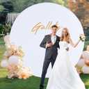 Gallety 7.2FT White Round Backdrop Cover with Size Adjuster & 4 Metal Clips, Universal Fit for 5ft-7.2ft Circle Stand, Polyester Fabric Arch Cover for Wedding, Birthday Party, Videos Photography Decor