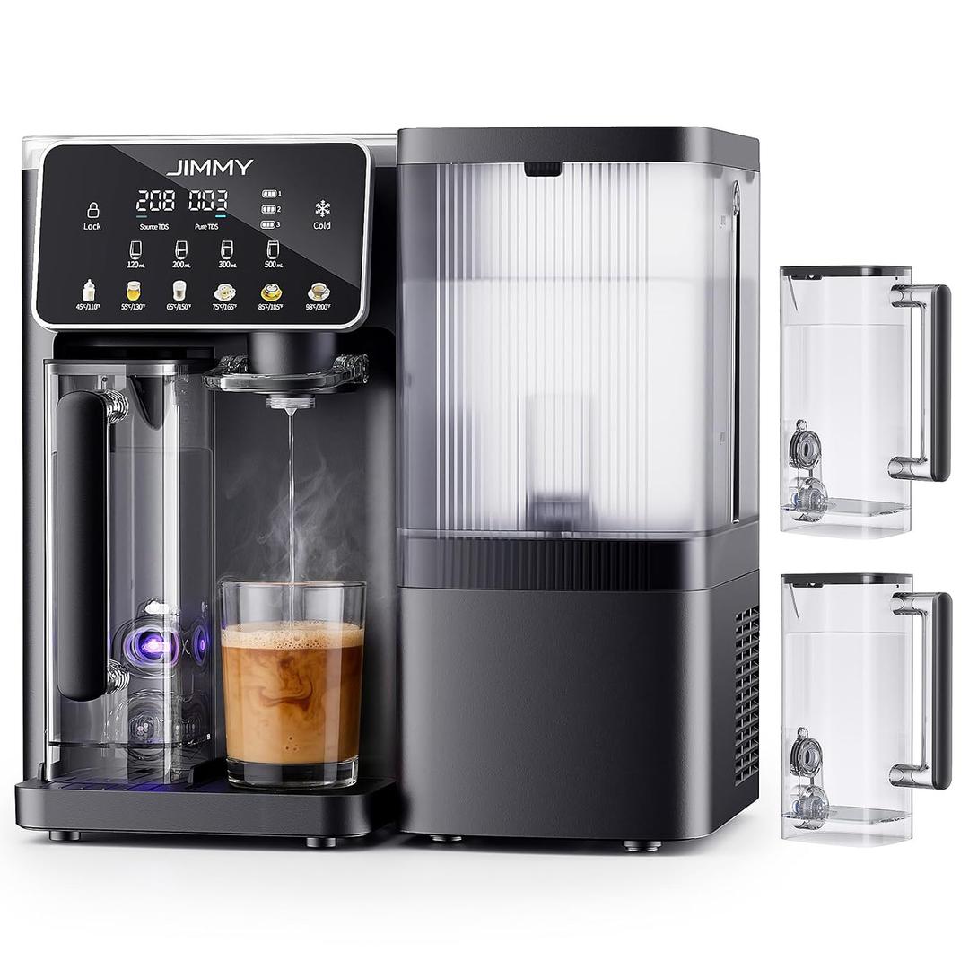 JIMMY R9 Pro Countertop Reverse Osmosis Water Filter,7 Stage Purification with UV, Instant Hot & Cold Portable Water Purifier with 2X 1L Removable Pitchers,No Installation,for Baby Formula