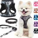 SCENEREAL Small Dog Harness and Leash Collar Set, Step in No Pull Soft Mesh Dog Harnesses for Small Medium Sized Dogs Puppy and Cats Outdoor Walking, No Chock Reflective Vest Harness, Black Plaid S (S: Chest Girth: 14.5"-16")