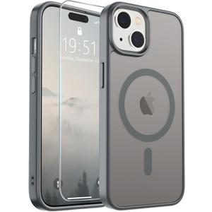 SUPFINE Magnetic for iPhone 15 Case(Compatible with MagSafe)(Military Grade Drop Protection) Slim Translucent Matte Shockproof Women Men Girl Phone Cover,Gray