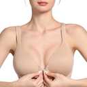 Lemorosy Front Closure Posture Bra Back Support Smoothing Underwire Comfortable Everyday Bras for Women US38D