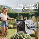 Giraffe Tools Stainless Steel Garden Hose Reel Heavy Duty, Wall/Floor Mounted Stainless Water Hose Reel Retractable with Crank, 150-Feet 5/8" Hose Capacity