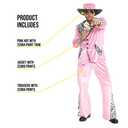 Morph Pink Pimp Costume For Men, 70s Suit, Halloween Outfit, Retro Costume (Large)