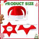 Jecery 2 Piece Red Velvet Jester Hat and Collar for Adult Christmas Costume Red and White Jester Cosplay Accessory Holiday Elf Hats for Christmas Clown Theater Xmas Halloween Party, One Size