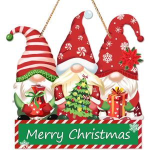 JUESMOS Christmas Door Sign Decorations Gnomes Hanging Sign Christmas Welcome Signs for Home Decor Door Hanger Rustic Farmhouse Front Door Sign for Wreath Outdoor Porch Xmas Decor