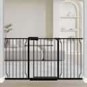 Extra Wide Baby Gate with Door 53.4-62 Inch Pressure Mounted, Auto Close Child Baby Gates for Doorways No Drill, Walk Through Dog Gate Indoor for The House, Black