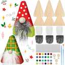 GlikCeil 6 Set Christmas Wooden Gnome Decoration Blank Wood Ready to Paint Your Own Gnome Decor Christmas DIY Craft for Fireplace Table Decor Xmas Party Supplies with Brush Palette