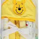 Cudlie Accessories Disney Baby Winnie The Pooh Hooded Towel with 5 Piece Washcloth Set, Honey Collector Print, GS71798, Yellow