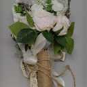 Wedding Bouquets Large for Bride Bridesmaid,White Champagne Artificial Roses Flowers for Wedding Church Decoration (9.5in)