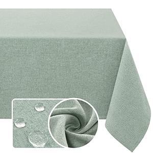 H.VERSAILTEX Linen Textured Tablecloth 52*70Waterproof Decorative Table Cloth Spill-Proof Linen Look Cover for Party Table Extra Soft and Thick Fabric Wrinkle Free, Heather Sage