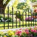 Decorative Metal Garden Fence 18"H x 22"W, 7.3FT Heavy Duty Rustproof Garden Border Fence with Arched Top, Outdoor Animal Barrier to Protect Plants & Keep Dogs Out, Flower Bed & Yard Fence, 4 Panels