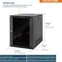 Tecmojo 12U Wall Mount Rack with Thermostat, 17.7inch Depth Enclosed Server Cabinet with 2 Cooling Fans, Lockable Door & Hardware,12U Rack for 19inch Equipment, Glass Door