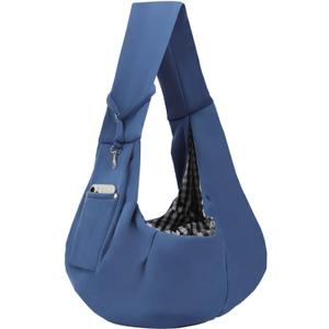 Dog Carrier Sling - Reversible Puppy Carrier Purse with Storage Pocket, Hand-Free Dog Sling Carrier for Carry Small Dogs and Cats, Travel Safety Harness, Dog and Cat Harness(Blue)
