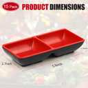 15 Pcs Dual Soy Sauce Dish, Melamine Dual Dipping Bowls Divided Sauce Dishes for Sushi,Two Compartments Plate Appetizer Serving Tray for Restaurant Kitchen Condiments