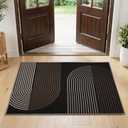 GarveeHome Modern Rainbow Easy Jute 3x5 Patio Rug, Indoor Outdoor Patio & Entryway Mat, Washable Non-Slip Carpet for Mudroom, Farmhouse Decor, Front Door