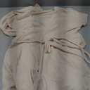 Women's Waffle Knit Belted Maternity Tee Tops Ruffle Hem Long Sleeve V Neck Lace T Shirts (Large, Khaki)