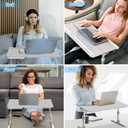 Laptop Bed Desk, X-Large Leather Adjustable Computer Bed Table Tray, Foldable Laptop Lap Desk for Bed Sofa Couch Floor Writing Eating Working with Drawer 2 Movable Stoppers (23.6 inch, Grey)