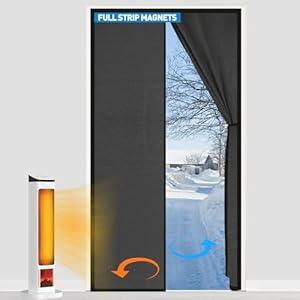 HOMWMPA Magnetic Thermal Insulated Door Curtain Fits Door Size 36" x 82", Curtain Size 38" x 83", Thicker Layered Fabric Insulated Door Cover, Keep Warm Winter & Cool Summer, Dark Grey Fabric