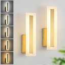 Hardwired Wall Sconces Set of 2 Dimmable Modern Gold LED Wall Light, 2Pack