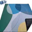 PY SUPER MODE Picnic Blankets Extra Large, Waterproof Foldable Outdoor Beach Blanket Oversized 83x79 Sandproof, 3-Layer Picnic Mat for Camping, Hiking, Travel, Park, Concerts(Abstract Blue)