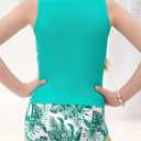 Blibean Girls Tankini Swimsuit 2 Piece Floral Bathing Suit Size 6-15 Years (Blue, XXXL)