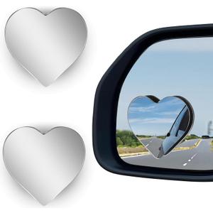 Heart Shaped Blind Spot Mirrors 2 Pack, Large Wide Angle Convex Mirror for Car Side Mirror Blindspot - Enhanced Safety Rear View Mirror Accessories, Universal Fit for Cars SUVs Trucks (3.15"2.95")