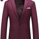 MOGU Men's Slim Fit Sport Coat Blazer Casual Formal Suit Jacket for Party Business Wedding Prom and Homecoming (38, Wine Red)