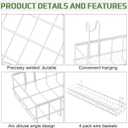 4 Pack 15.75 x 6 x 2.36 Inch Metal Grid Wall Baskets with Hooks, Hanging Wire Grid Basket, Multi-Function Wall Mounted Organizer for Kitchen Organizing Display, White