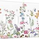 Rustic Wild Floral Vintage Watercolor Flower Quad Gang Toggle Light Switch Cover 4-Gang Wall Plates Decorative Electrical Switchplate for Home Bedroom Art Decorate