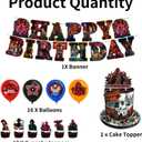 30 Pcs TV Series Role Birthday Decorations, Horror Theme Party Decorations, Includes 1 Banner, 16 Balloons, 1 Happy Birthday Topper, and 12 Dessert Decorations.