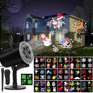 Halloween Christmas Projector Lights, Led Holiday Projector Light with 16pc Slides Patterns IP65 Waterproof Outdoor Indoor for Xmas Birthday Party