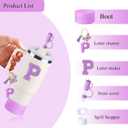 Stanley Cup Accessories Set of 6 PCS, Including Letter Stickers, Letter Chains, Straw Caps, Cup Sleeves, and Spill Proof Stoppers, Purple, 30 Oz 40 Oz, Water Bottle Carrier Set