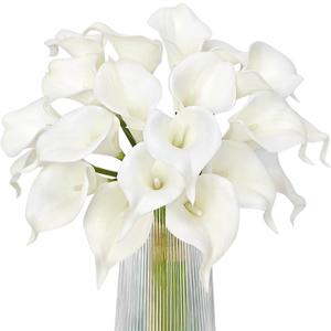 Letjolt White Calla Lily 20Pcs Artificial Flowers Bouquet for Wedding Bride Shower Blessing Gift Home Decoration Faux Calla Lilies Flower, 20 Pieces