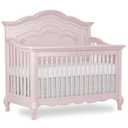 Evolur Aurora 5-in-1 Convertible Full-Size Baby Crib in Dusty Rose, GreenGuard Gold & JPMA, 3 Mattress Heights, Ribbon Bow Scrollwork & Queen Anne Feet, Converts to Toddler, Day & Full-Size Bed