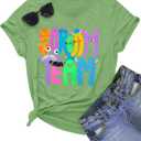 Halloween Shirt for Women Ghost Graphic T Shirts Cute Halloween Party Tee Top (Green, S)