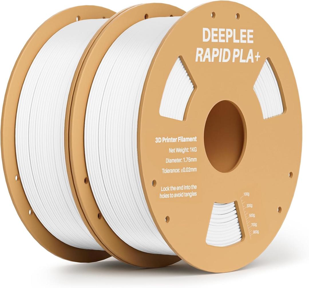 Rapid PLA Plus Filament 1.75mm, High Speed 3D Printer Filament Up to 600mm/s, PLA+ Filament Dimensional Accuracy +/- 0.02 mm Fits Most FDM 3D Printer, Cardboard Spool 2 Pack 1kg White