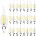 Energetic 24 Pack Dimmable Candelabra Led Light Bulb, CA10 Shape,Flame Tip Style, 60 Watt Equivalent, 500LM 5000K Daylight, E12 Base, LED Candelabra Bulb,CRI 90+, UL Listed, for Decoration